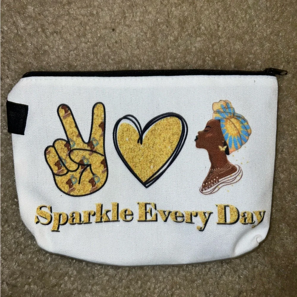 White and Gold Graphic Pouch